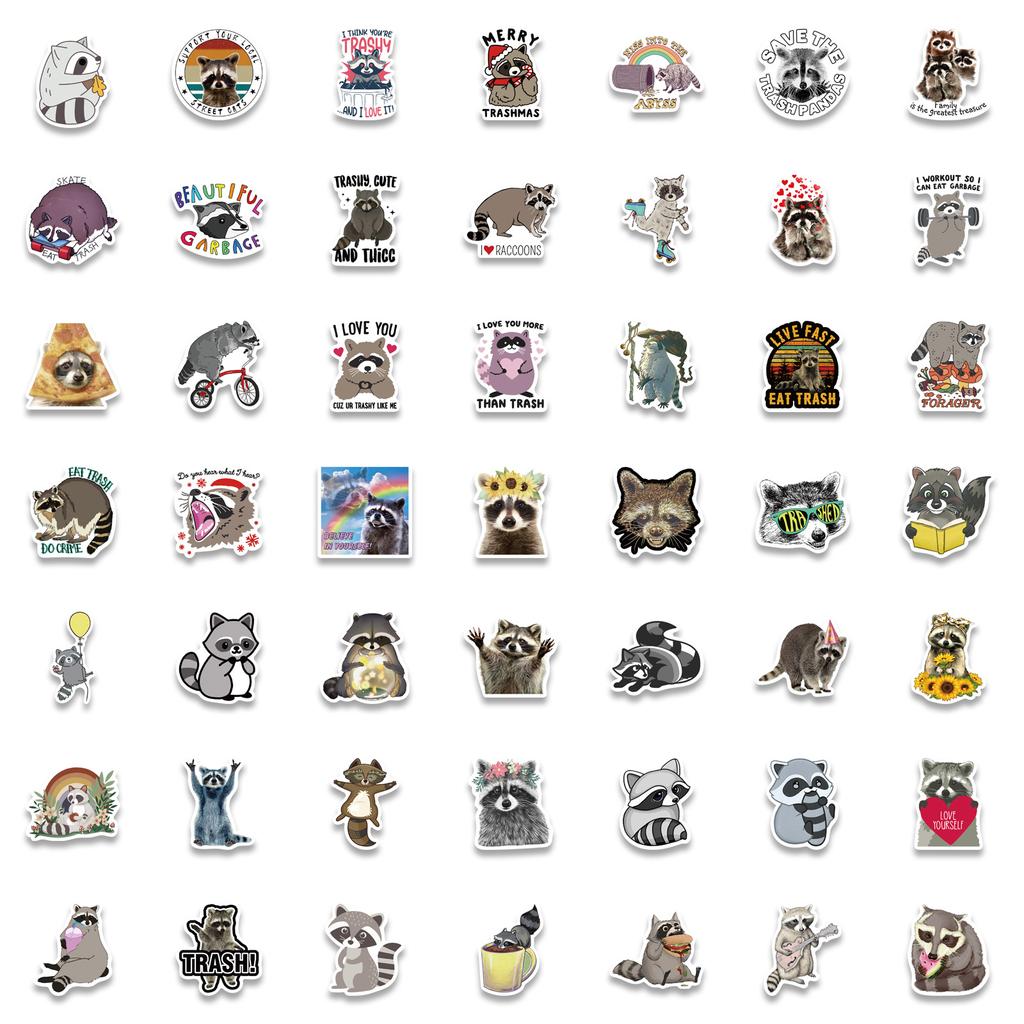 100 Cartoon Animal Raccoon Graffiti Stickers Decorate Ipad Suitcase Notebook Diy Waterproof Stickers