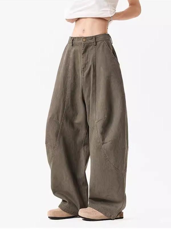 Trendy Unisex Curved Blade Work Pants - High Street Cool Wide-Leg Casual Spring/Autumn Wear
