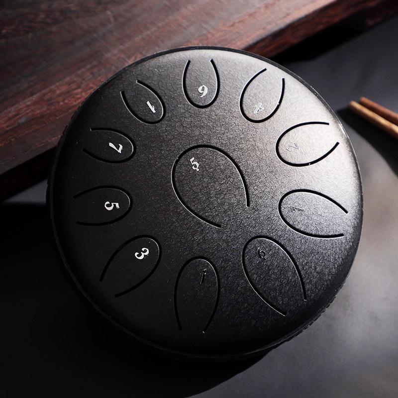 Hluru Steel Tongue Drum 6 Inch 11 Notes Glucophone Drums D5 Ethereal Drum For Beginner Handpan Musical Instruments
