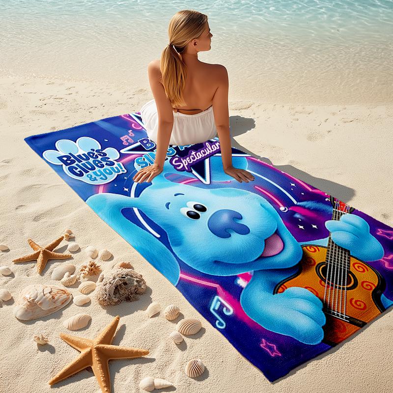 1pc Pistas da Blue Blue’s Clues3 Beach Towel, Comfortable and Thick, and Swimming/Bath/Picnic/Camping Towel, Suitable for Seaside Beaches