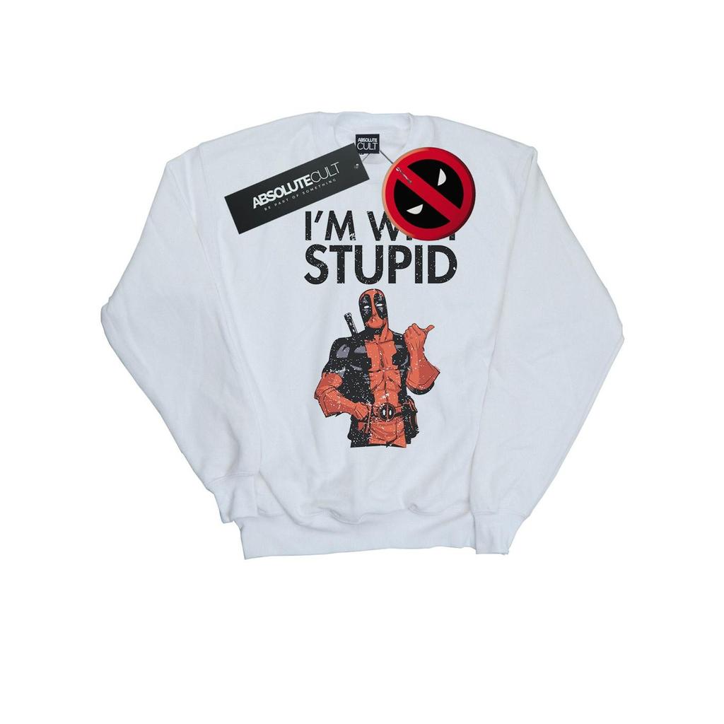 Marvel Mens Deadpool IÂ´m With Stupid Sweatshirt