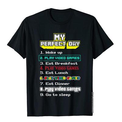 Mein perfekter Tag - Videospiele spielen - Gamer Geschenk T-Shirt Marke Herren Oberteile Hemd Gruppen Oberteil T-Shirts Baumwolle Neuheit - Herren Sommer C...