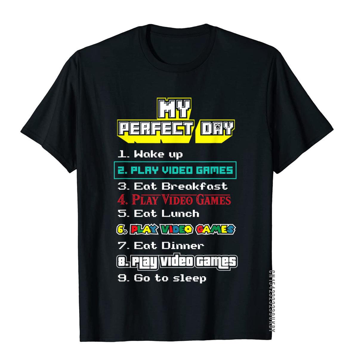 

My Perfect Day Play Video Games - Gamer Gift T-Shirt Brand Male Tops Shirt Group Top T-Shirts Cotton Novelty - Men s Summer C... S разноцветный