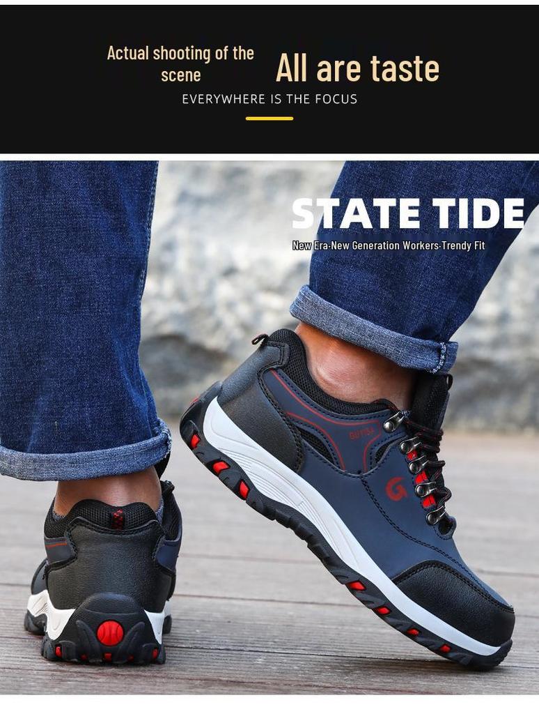 Men's Safety Work Shoes, Anti-Smash, Puncture-Resistant, Non-Slip, Wear-Resistant, Lightweight Rubber Soles
