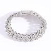 Hip Hop Jewelry 16mm Wide Iced Out Baguette Zircon Rhombus Prong Cuban Link Chain Bracelet for Men