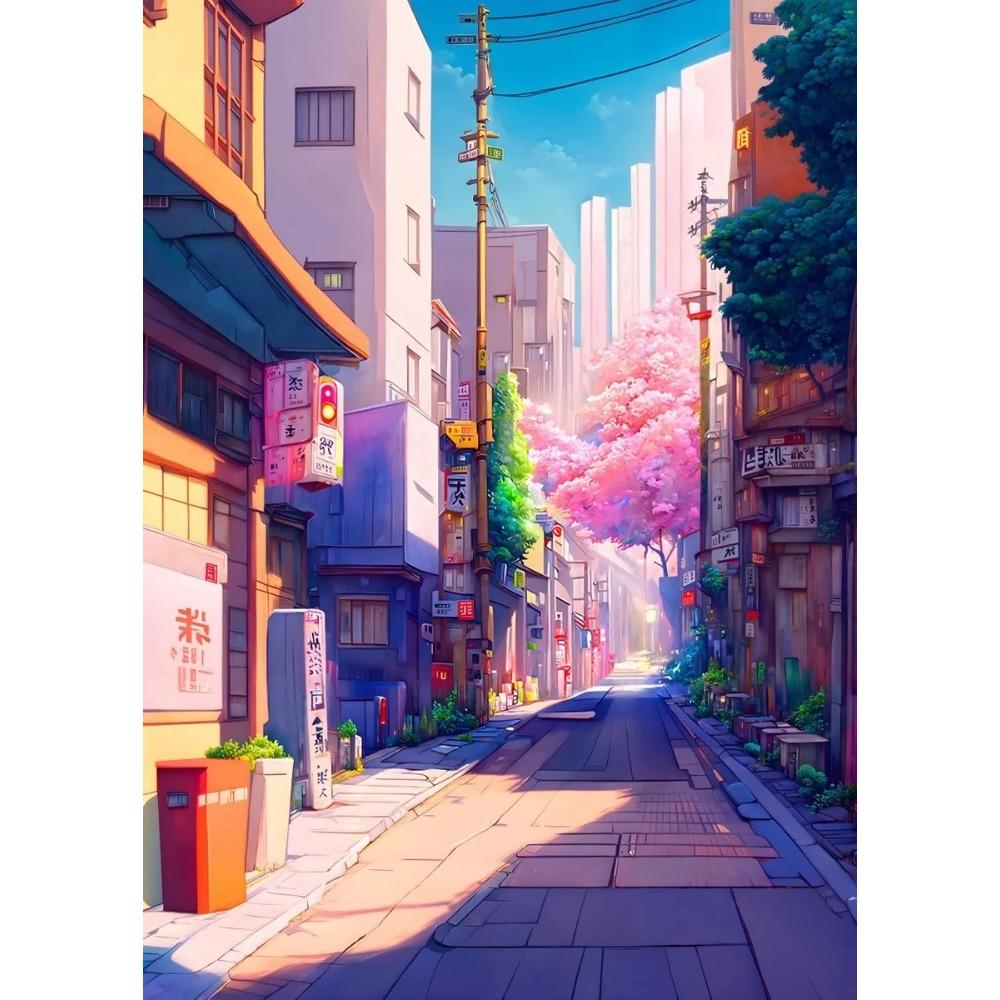 Anime Japanese Street Landscape Poster Prints For Living Room Home Decor Abstract Scenery Canvas Painting Wall Art Aesthetic