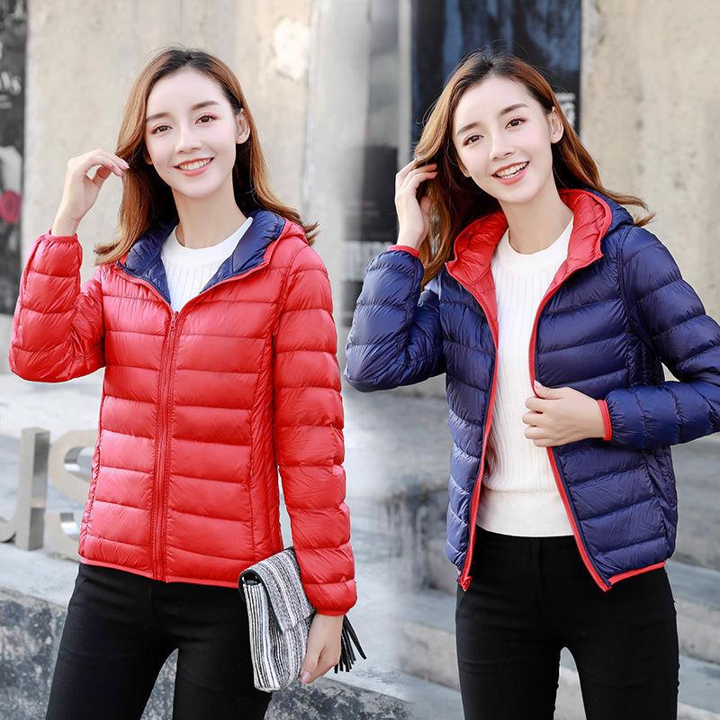 

Осень и зима новые модели носят легкие пуховики на обе стороны, женские короткие модели, и мамы носят куртки с капюшоном на обе стороны M