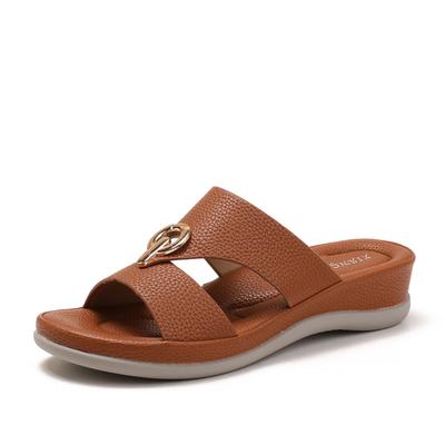 Thick-soled Slippers Women's Ethnic Style Retro Shoes Versatile Anti-slip Sloping Heel Cool Slippers