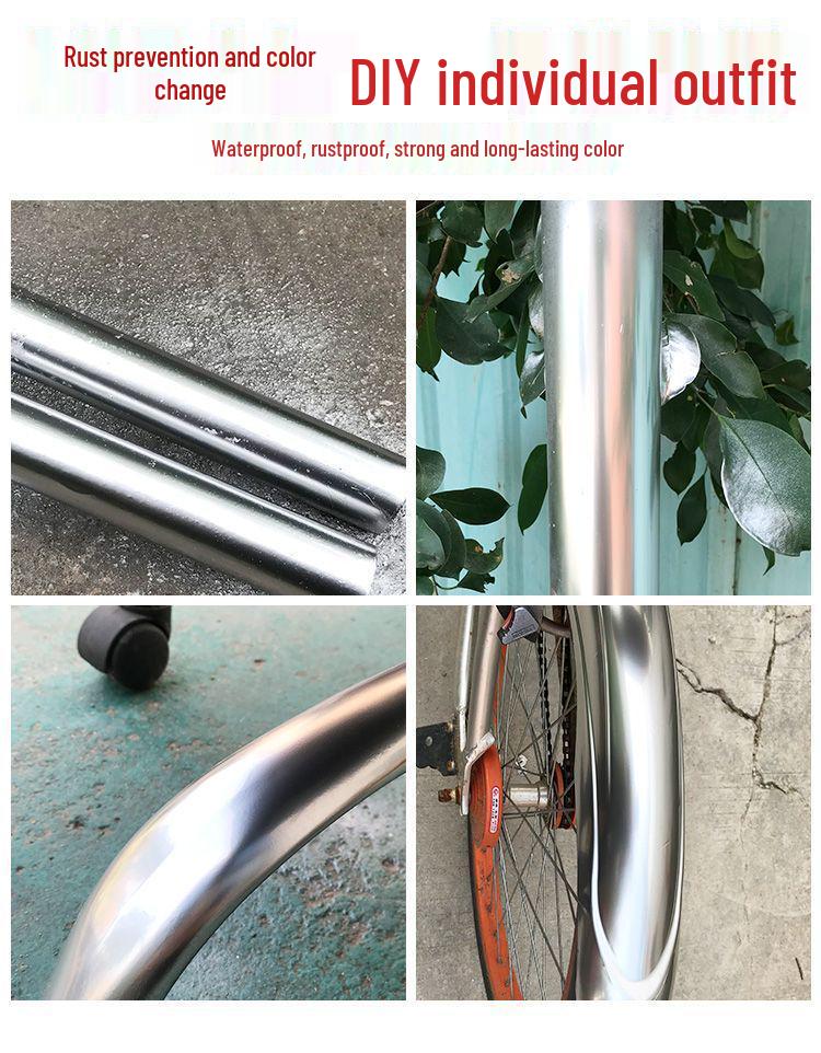 Chrome Self-Spray Stainless Steel & Rust-Proof Paint for Electroplated Metals, Galvanized Surfaces in Silver, Black, & White