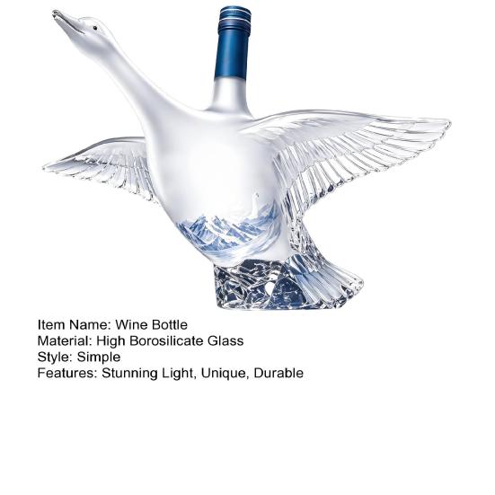 Goose Bird Shape Whiskey Decanter, 3D Glass Animal Liquor Bottle for Bar Display, 350ml Art Wine Dispenser for Home