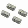 4 Silver Hex Aluminum Wheel Tire Pressure Air Stem Valve Caps for Auto-Car-Truck