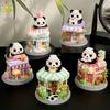 HUIQIBAO Moc Panda Stadt Straßenszene Mini Bausteine DIY Stadt Straße Café Modell Spielzeug Heimschmuck Dekoration
