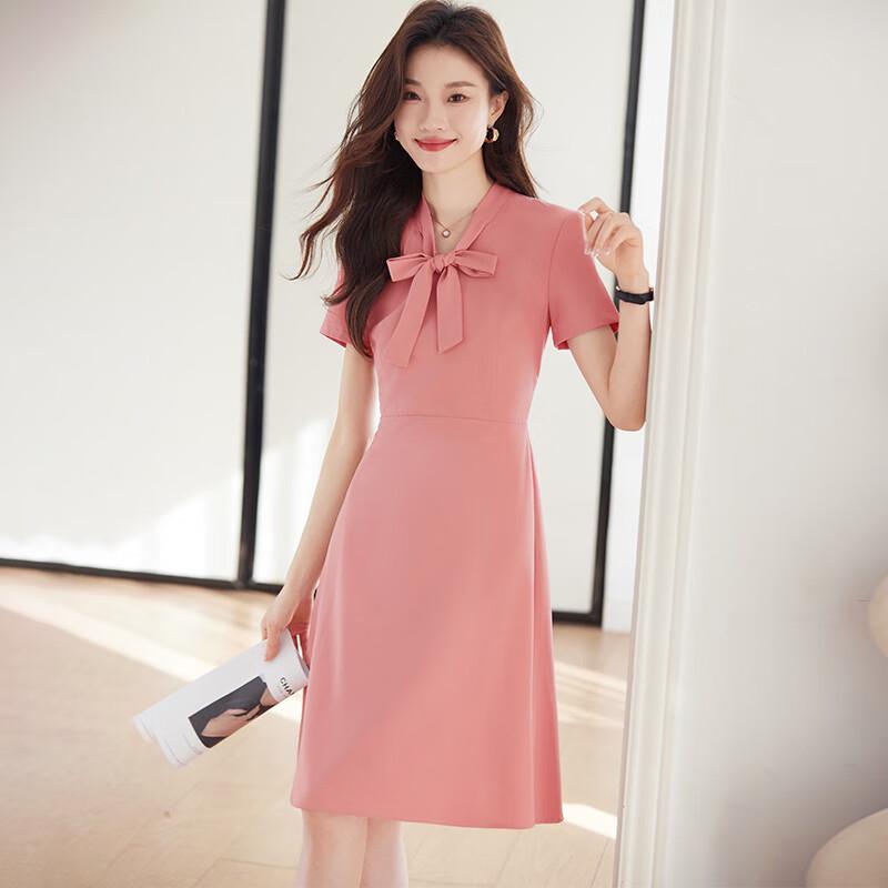 Women's Short Sleeve Professional Dress with Bow