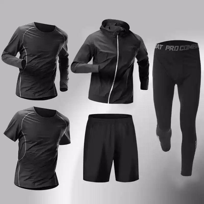 T5J Men's Quick-Dry Fitness Set: Running, Basketball, Football Training - Breathable, High-Elastic Sportswear for Autumn