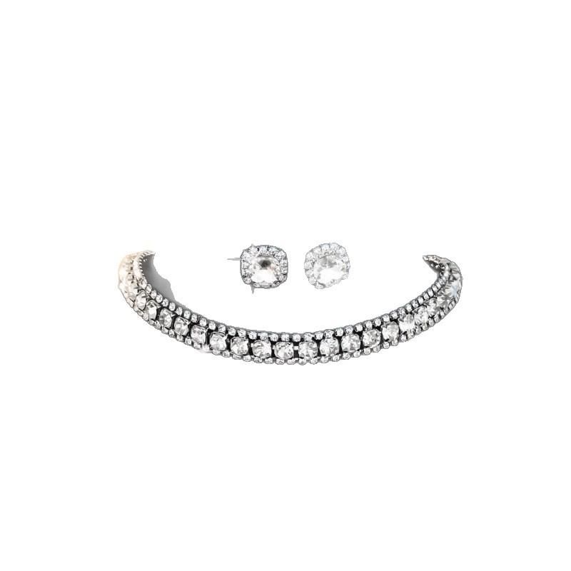 Elegant Rhinestone Necklace & Earrings Set for Weddings and Banquets – Women's Fashion Jewelry