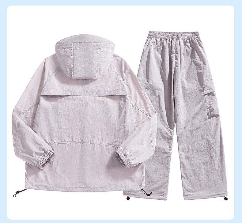 Atmungsaktives Sommer-Paar-Set: Ultra-dünner Eis-Seiden-Sonnenschutz-Hoodie & Hose