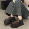 [Uncle Shoe] Height-increasing Flat-soled Single Shoes 20257cm Muffin Loafers Women's Spring and Autumn Small Leather Shoes Thick-soled British