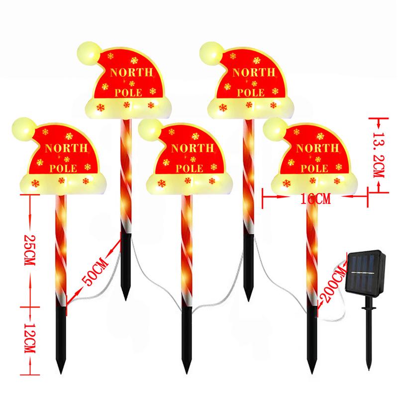 Cross-Border Outdoor LED Solar Ground Insert Christmas String Lights and Road Signs