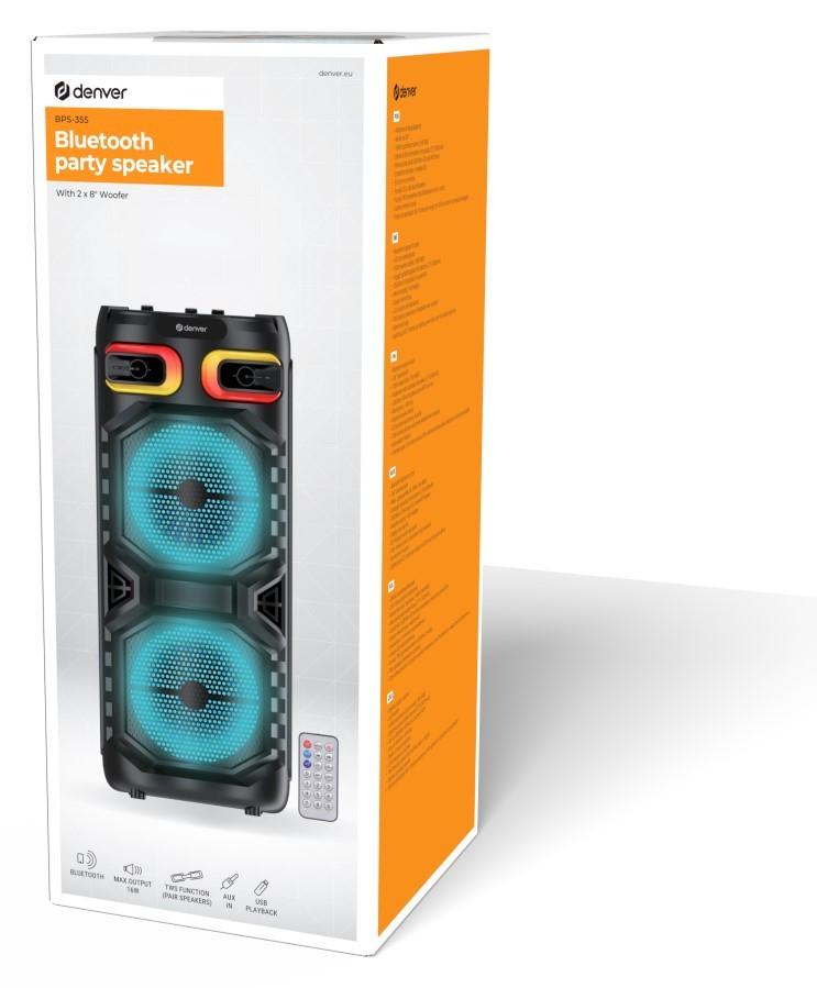 DENVER BPS-355 - Párty reproduktor Bluetooth s LED osvětlením, Denver
