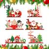 Santa Claus Table Centerpiece Wooden Christmas Ornaments, Tabletop Decoration with Snowman Elk Window Display Props Designs for Home Holiday Party And