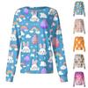 Damen Lässig Langärmlig Einreihig Bedruckt Schutzkleidung Cardigan Top