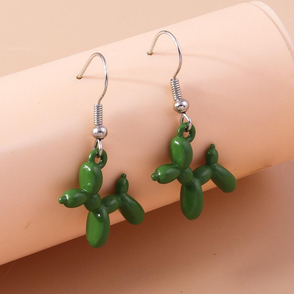 Cute Candy Color Balloon Dog Earrings for Women Girls Cartoon Animal Drop Earrings Jewelry Gifts