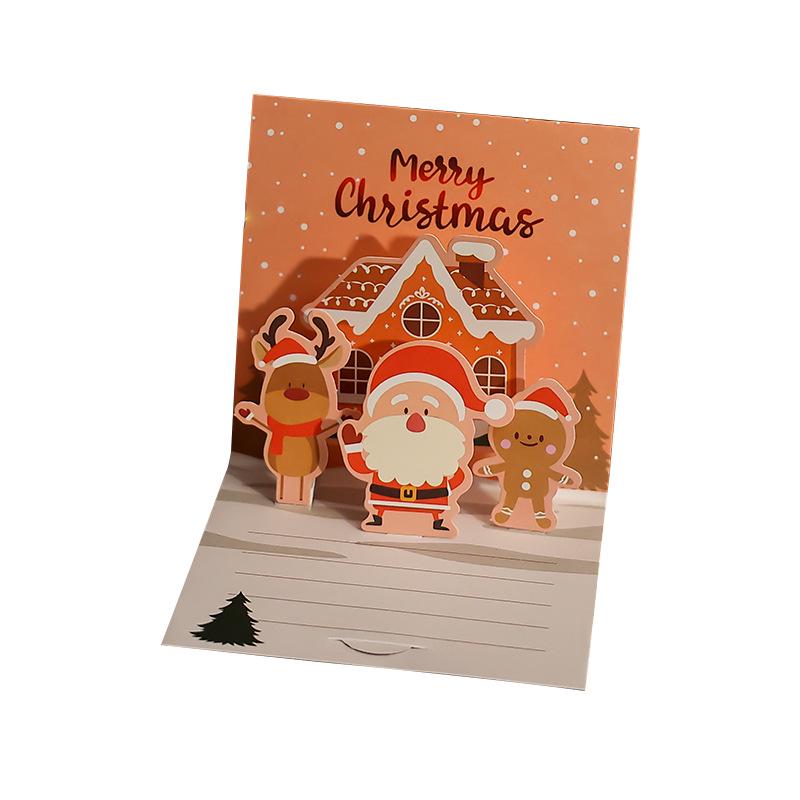 3D Christmas Pop-Up Greeting Card for Thanksgiving Holiday Blessings, DIY Christmas Eve, Handwritten Blank Card for Teacher Gift
