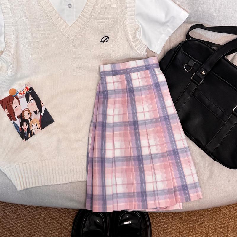 Japanese Style Authentic Pleated Tartan Skirt - School Uniform & Academic Style, Popular Whitening Summer Item