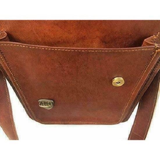 New Men's Sling Bag Genuine Brown Leather Satchel Messenger Shoulder Laptop Bag