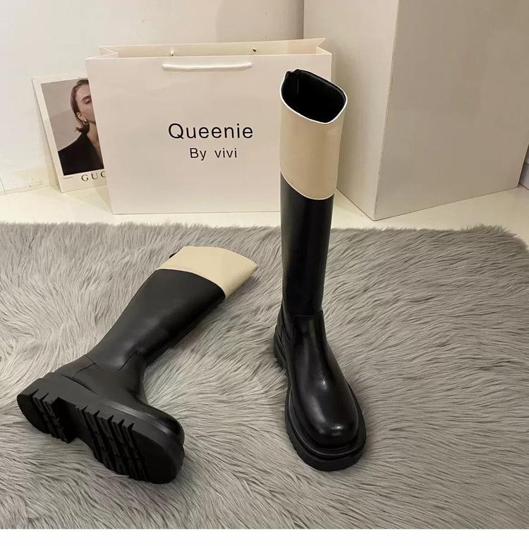 

Clearance processing~ Thick-soled color-matching long knight boots children s 2025 autumn new high-tube soft leather boots 40