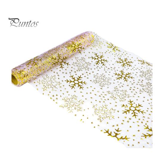 Decorative Table Runner for Events Metallic Foil Runner, Christmas Snowflake Glitter Spider Web Sheer Festive Setting Dinner Mesh Xmas Halloween