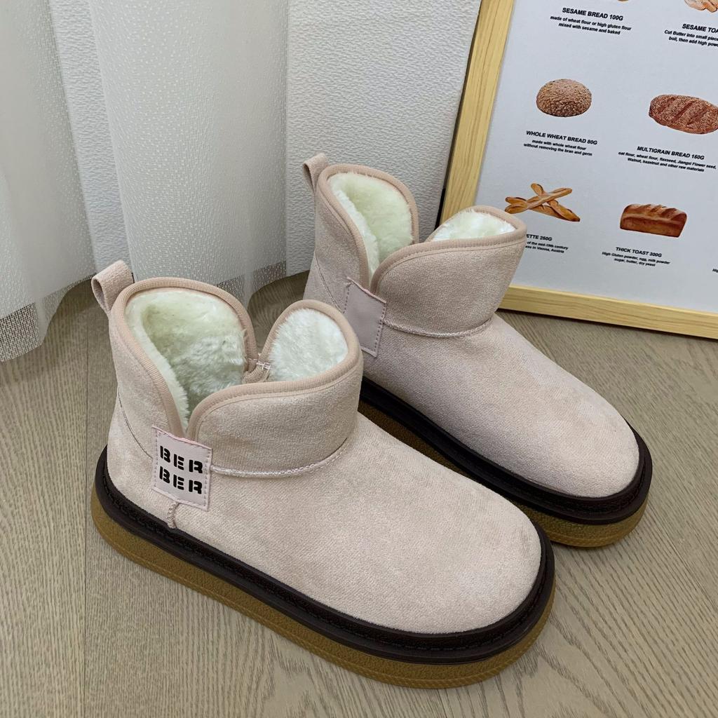 simple solid color Japanese sweet casual snow white shoes winter new warm platform cotton shoes