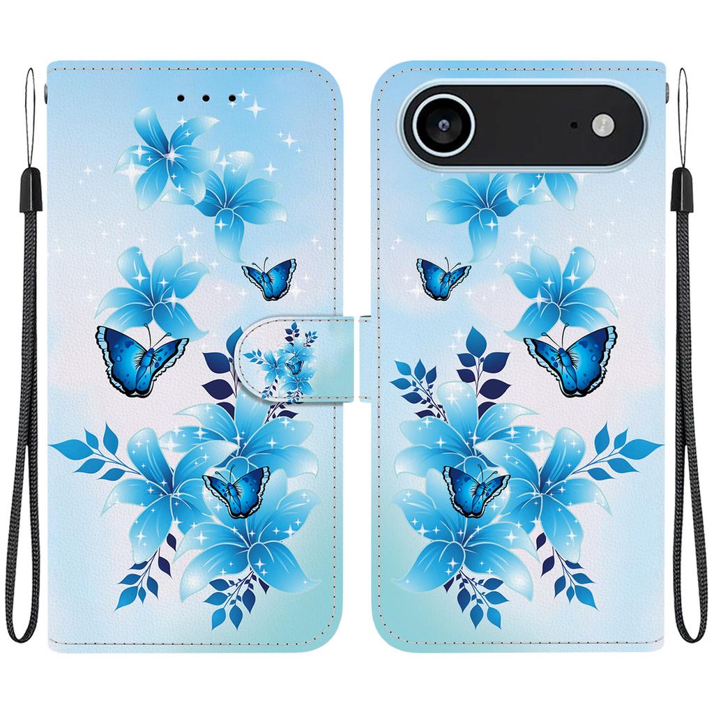 For iPhone 17 Air Case Pattern Printing Anti-Drop Leather Flip Wallet Phone Cover with Lanyard