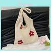 Flower Hollowed Knitting Tote Bag Large Capacity Casual Womens Shoulder Bag For Daily Use
