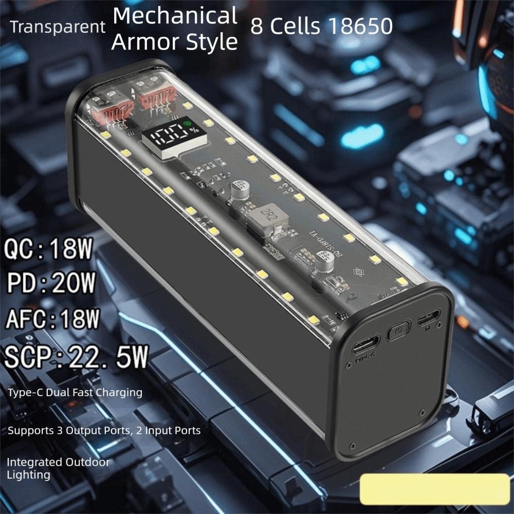 LED Screen Battery Storage Box 8x18650 Fast Charging Power Bank 18650 Battery Box  Outdoor Use