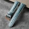 Classic Handmade Alligator Watchband 18 20 22mm Blue Green Genuine Leather Bracelet, Vintage Style, Luxury Leather Strap, Vintage Style