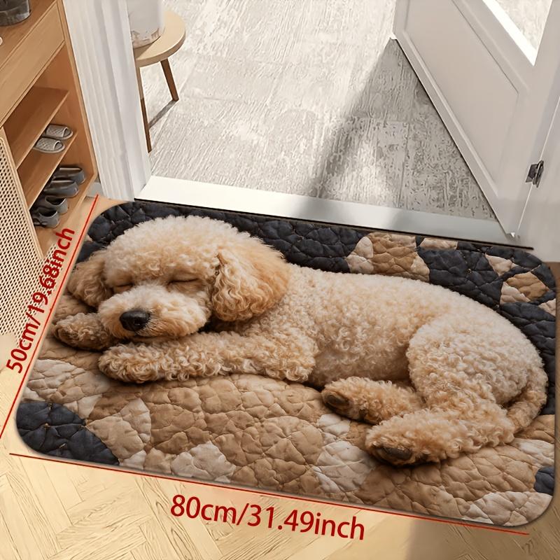 1Pcs Anti Fatigue Kitchen Rugs Curly Puppy Sleeping Print Waterproof Non Slip Thick Cushioned Mat