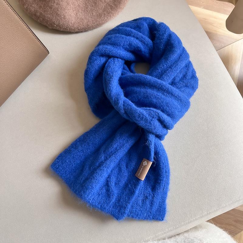 Korean Winter Fashion Versatile Solid Color Wool Blended Women's Scarf Warm High Quality Scarf Birthday Gift