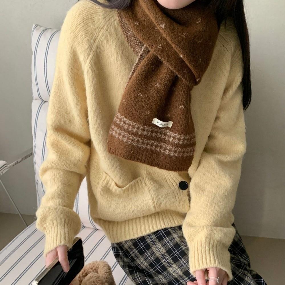 Korean Style Knitted Scarf Retro Winter Scarf Sweet Ladies Wool Scarf