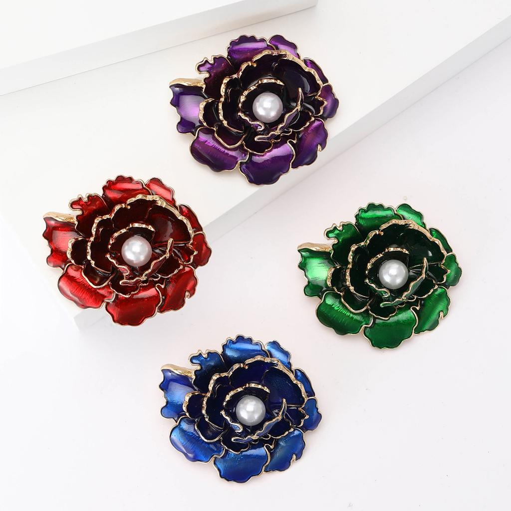 High-End Exquisite Enamel Peony Brooch Temperament High-End Women'S Cheongsam Shawl Corsage Jewelry Pin