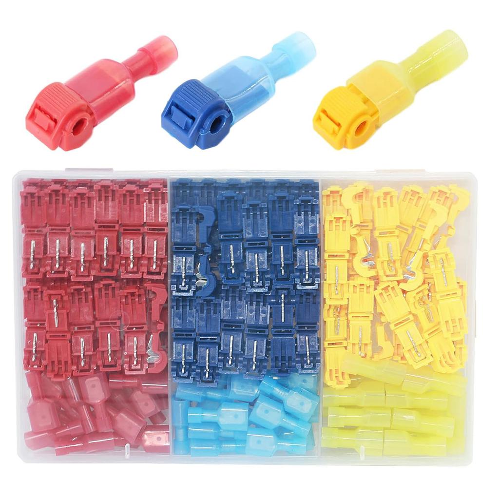 144Pcs T Tap Wire Connectors Quick Splice Wire Terminals Self-Stripping Quick Splice Electrical Wire Terminals Enduring