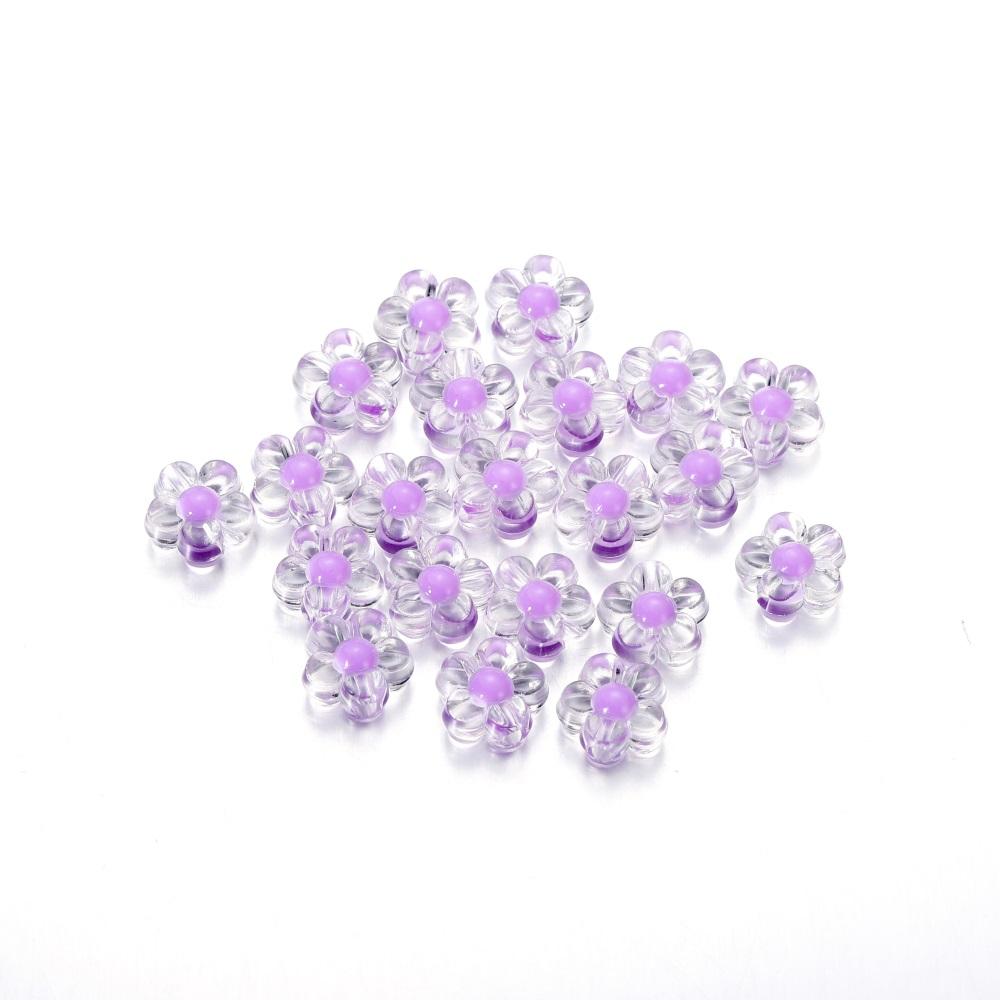 50pcs/Lot Colorful Transparent Acrylic Flower Beads Spacer Loose Beads for DIY Bracelet Necklace Jewelry Making Accessories