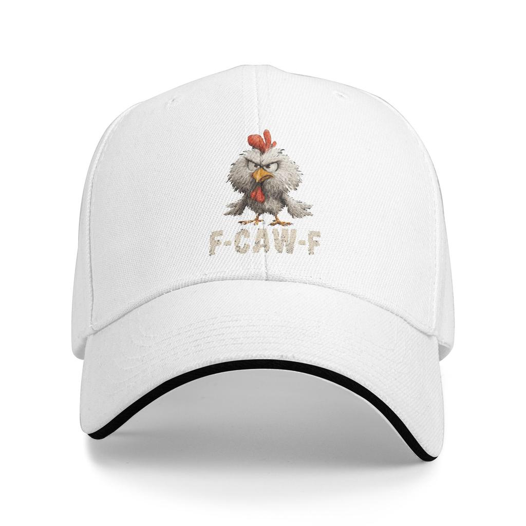 Funny Chicken F-Caw-F Quote Rooster Meme Baseball Cap Outdoor Sport Sunscreen Trucker Hat Couple Women y2k Retro Baseball Caps