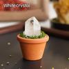 1PC Natural Crystal Stones Set Mini Clay Pot Base Amethyst Quartz Healing Gemstones Potted Plant Style Feng Shui Home Decor