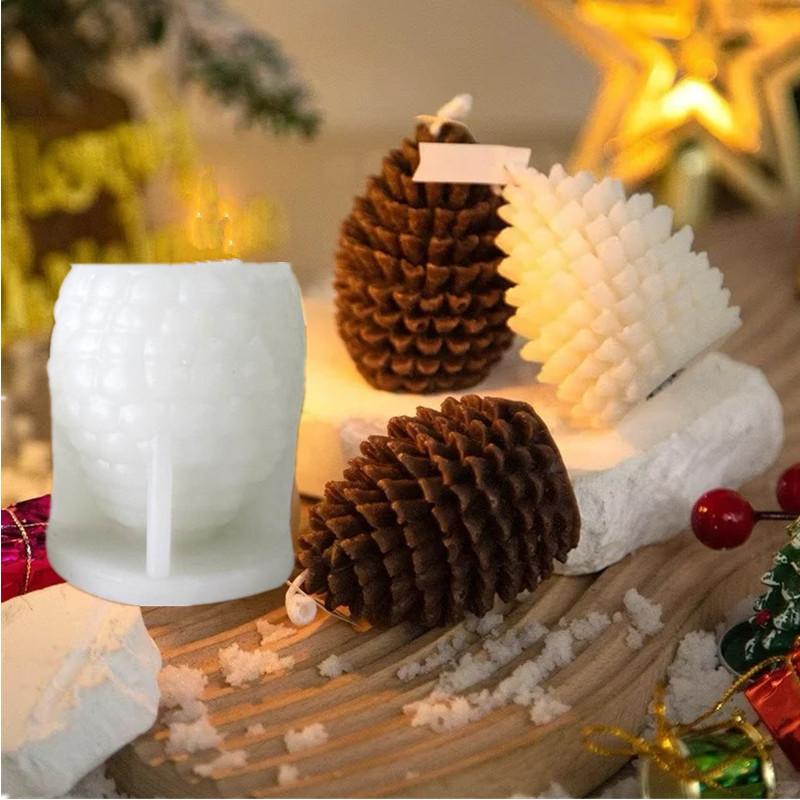 1Pc Three-dimensional Pine Cone Silicone Mold DIY Candle Aromatherapy Diffuser Stone Christmas Tree Home Gift Ornament Maker