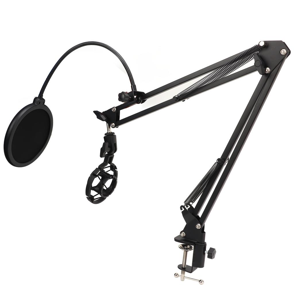 NB35 Microphone Stand Adjustable Mic Suspension Arm Stand with 3 8in To 5 8in Screw Adapter Clip Shock Mount