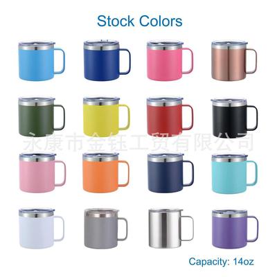 14Oz Handle Cup 304 Stainless Steel Double Layer Vacuum Color Spray Office Cup American Coffee Cup