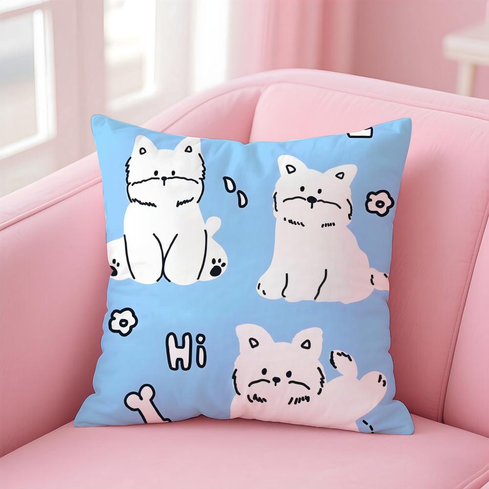 Cute Cartoon Cats Animations Cushion Cover Pillowcase Short Plush Invisible Zipper Room Sofa Cushion Cover