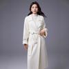 Womens Oversized Wool Blend Long Coat With Belted Waist Loose Fit Knee-Length Outerwear In Black Brick Red White