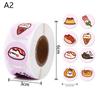 500Pcs/Roll 2.5Cm/1Inch Circular Cute Cartoon Sushi Pattern Decorative Sticker Baked Dessert Lunch Box Label Decor Sticker